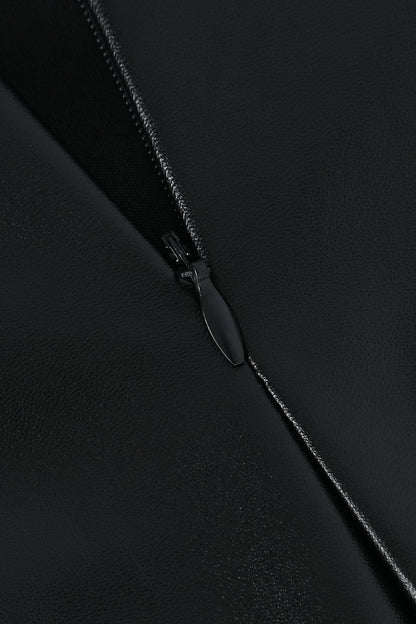 Edwina | Figurbetonter Kunstleder-Midirock mit asymmetrischer Wickeloptik