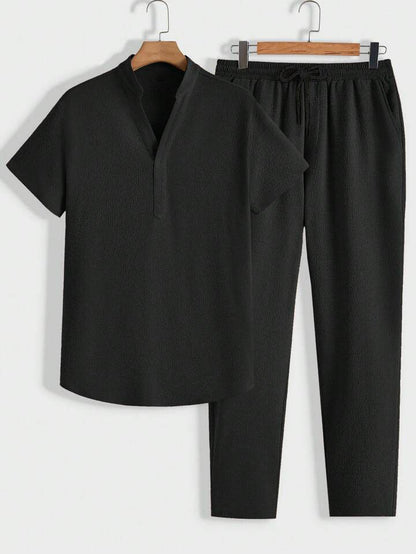 Modernes Herren Lounge-Set | Polo mit Stehkragen & Hose