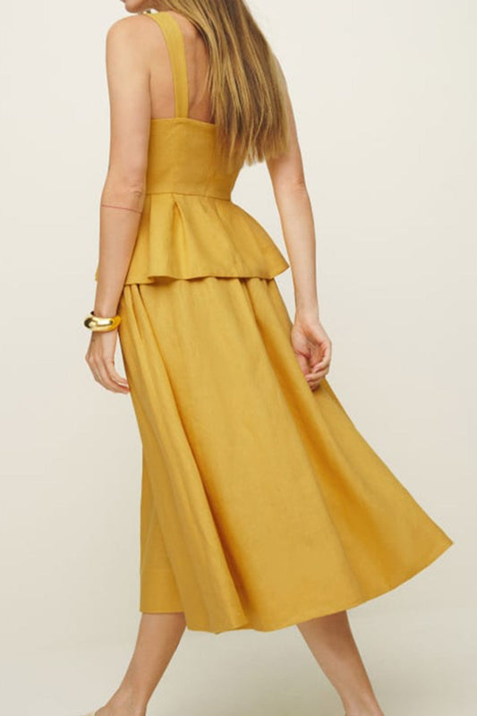 Frieda | Feminines Midikleid mit Peplum-Detail