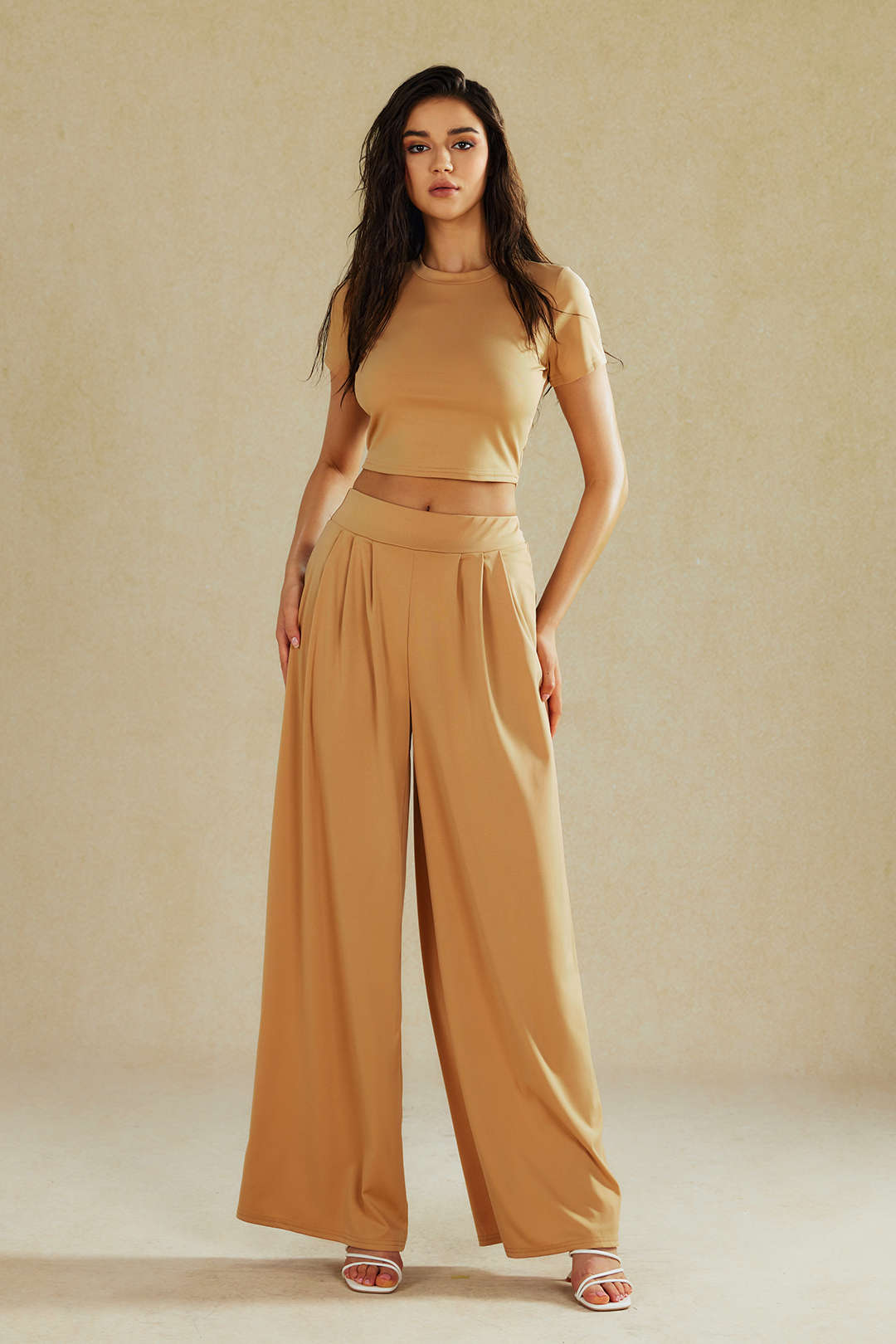 Luna | Elegantes Zweiteiler-Set mit Crop-Top & Palazzo-Hose