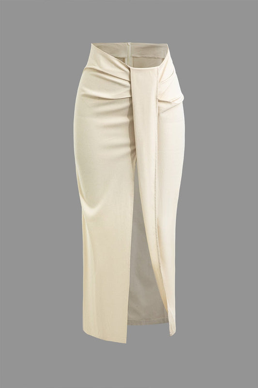 Fridoline | Eleganter Midirock mit Wickeloptik, Drapierung und hohem Schlitz