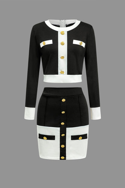 Karina | Elegantes Zweiteiler-Set mit Button-Detail & Minirock