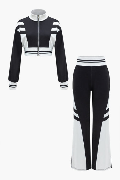 Christa | Sportliches Zweiteiler-Set mit Cropped-Jacke & weiter Hose