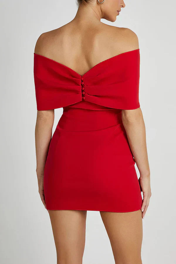 Elly | Schulterfreies Minikleid mit Schleifendetail