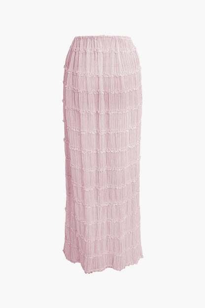 Elise | Romantisches Zweiteiler-Set mit Plissee-Top & Maxirock