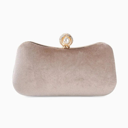 Elise | Samt-Clutch mit Perlenverschluss & Gold-Details – Elegante Abendtasche für Damen
