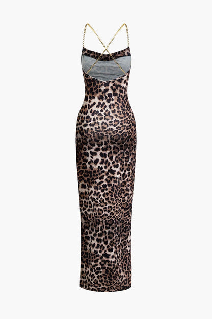 Amelie | Verführerisches Leopard-Maxikleid – Sinnlicher Look mit Beinschlitz