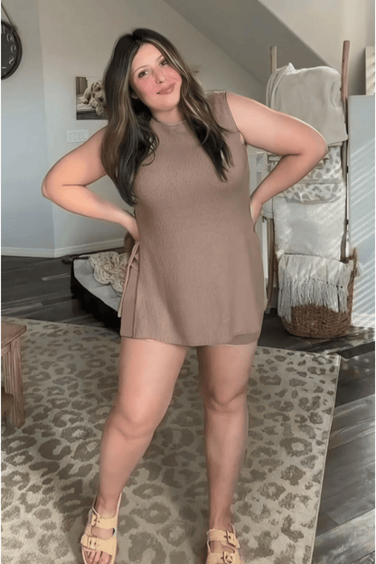 Ellen | Bequemes Zweiteiliges Strick-Set mit Ärmellosem Oberteil & Shorts