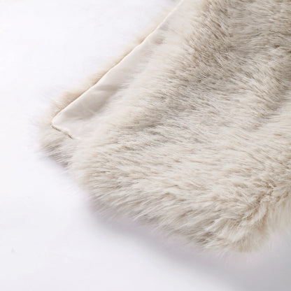 Cropped Kunstfell Pullover mit weiten Ärmeln für Damen