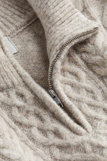 Felix | Zopfstrickpullover mit Halbreißverschluss – Warm & Stilvoll