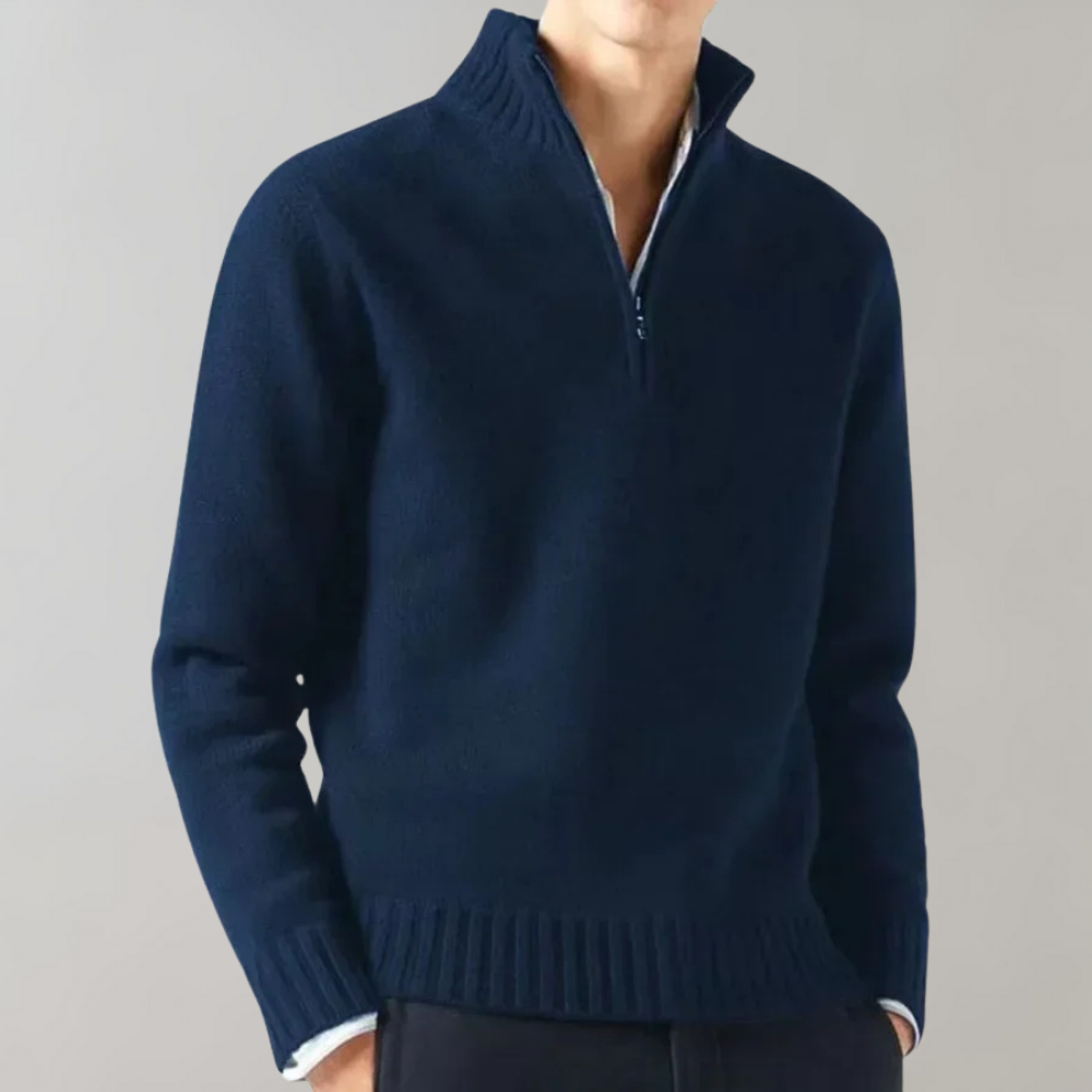 Adam | Eleganter Pullover mit halbem Reißverschluss