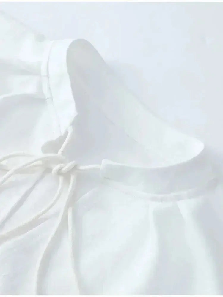 Zoë | Leichtes Leinenset mit gerüschtem Saum und Ballonärmeln