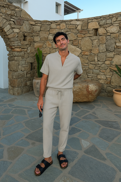 Modernes Herren Lounge-Set | Polo mit Stehkragen & Hose