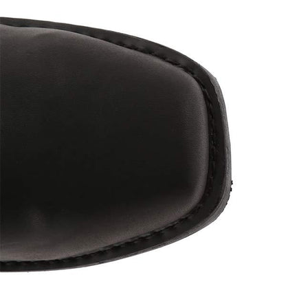 Damen-Mid-Cut-Lederstiefel im Bikerstil mit Harness-Detail