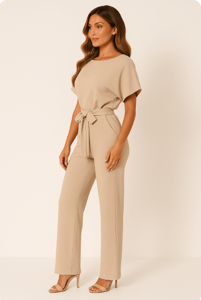 Eleganter Jumpsuit mit Taillengürtel – Figurbetont & Stilvoll