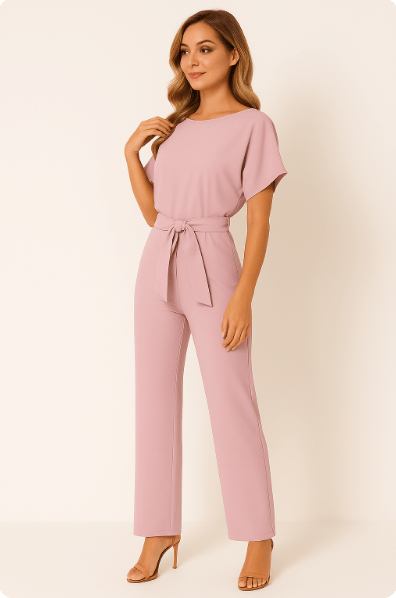 Eleganter Jumpsuit mit Taillengürtel – Figurbetont & Stilvoll