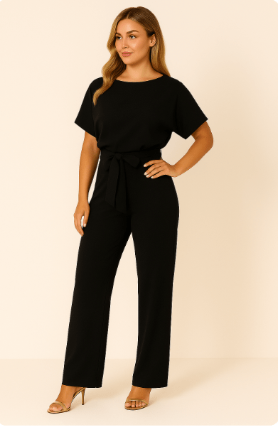 Eleganter Jumpsuit mit Taillengürtel – Figurbetont & Stilvoll
