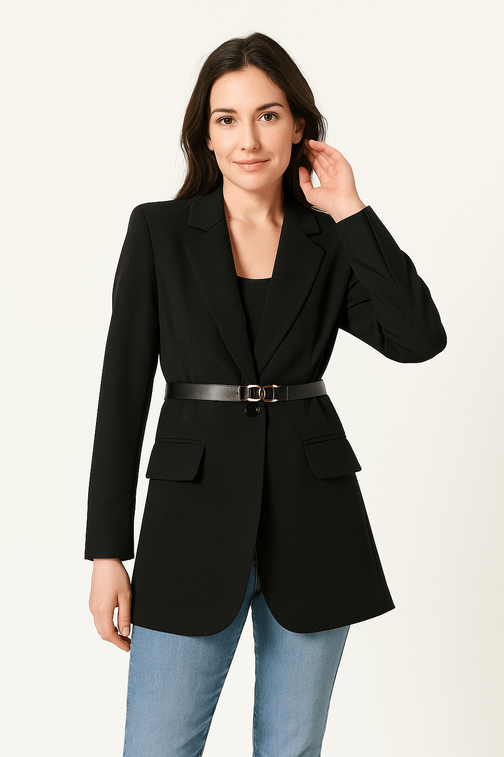 Eleganter Damen Blazer mit Gürtel und tailliertem Schnitt