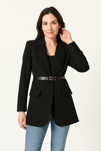 Eleganter Damen Blazer mit Gürtel und tailliertem Schnitt