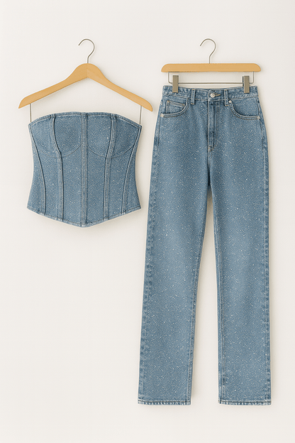 Strapsloser Denim Jumpsuit – Eleganter Einteiler mit figurbetontem Schnitt