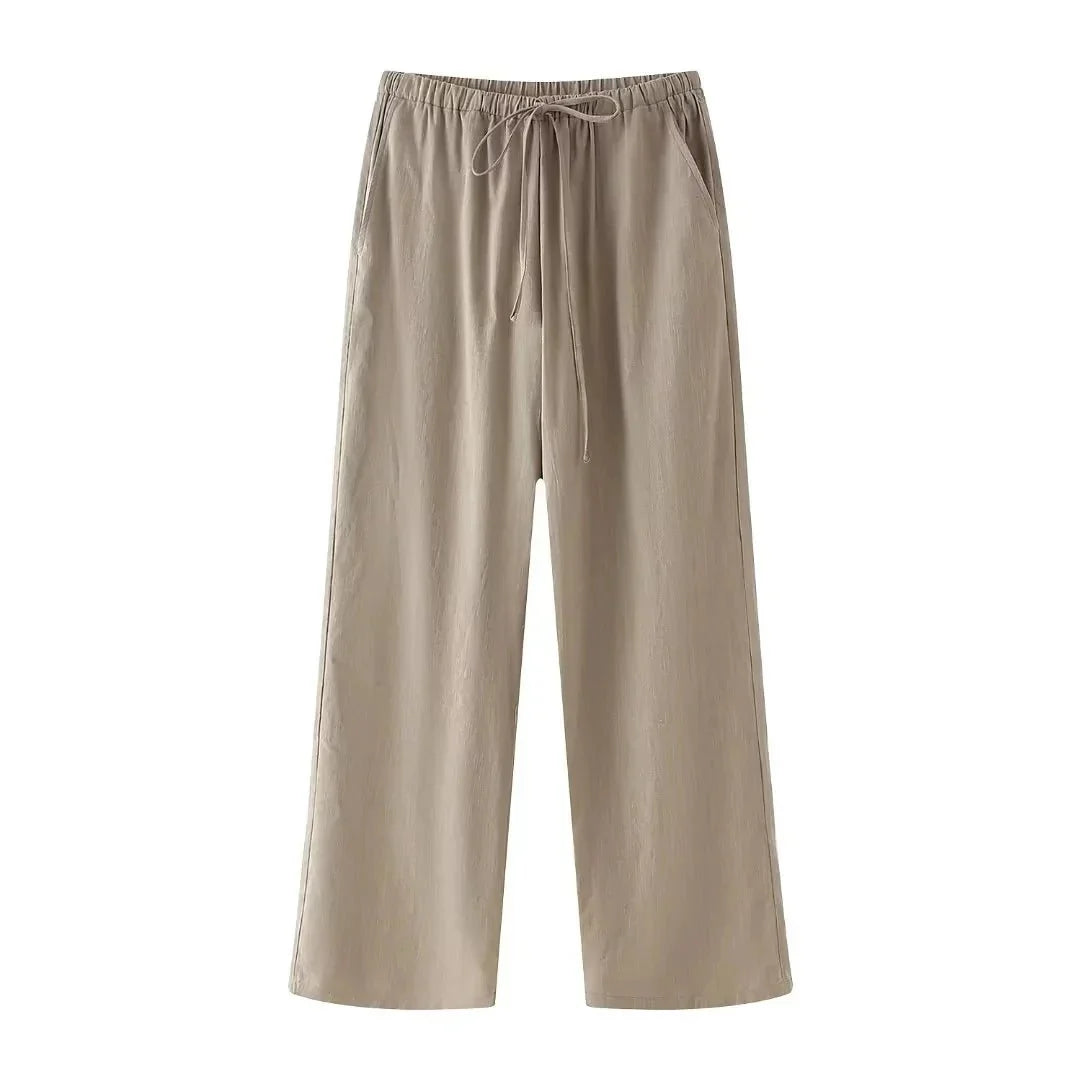 Elegantes Zweiteiler Set mit Bindegürtel und weiter Hose – Moderner Alltagsstil