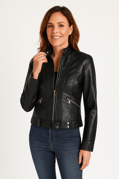 Elegante Damen Bikerjacke mit tailliertem Schnitt und modernem Design