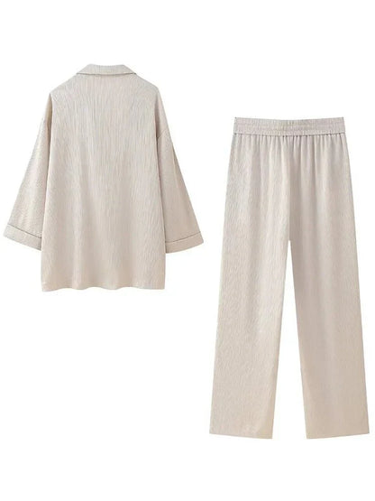 Elegantes Zweiteiler Set mit Blazer und weiter Hose – Moderner Business- & Freizeitlook