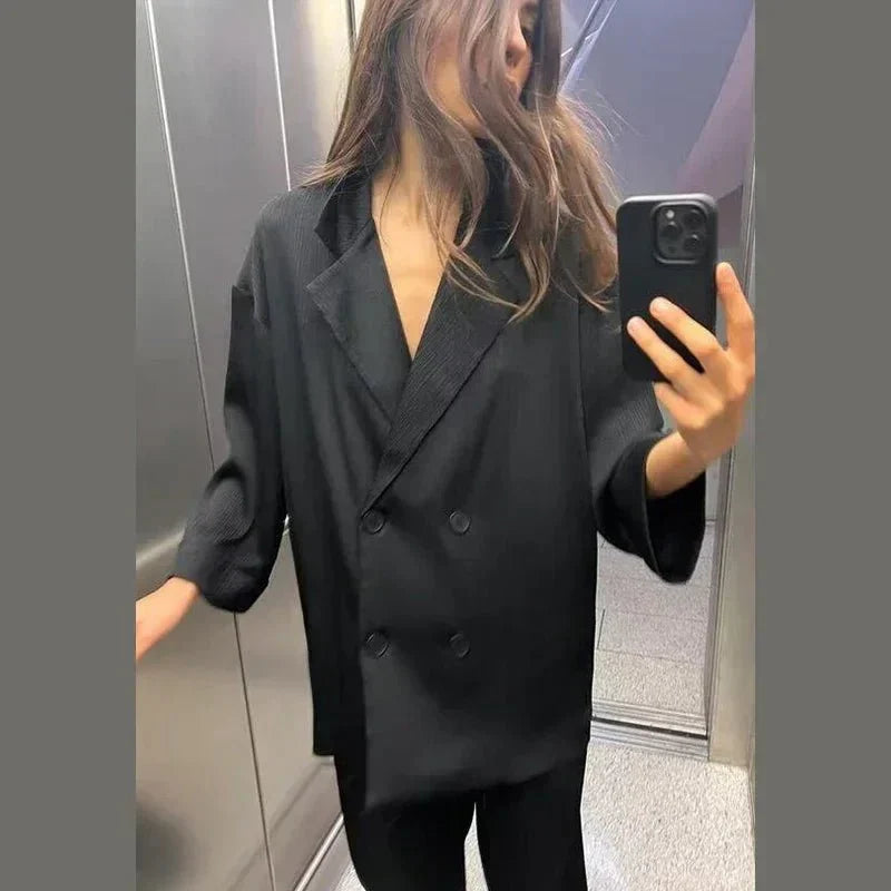 Elegantes Zweiteiler Set mit Blazer und weiter Hose – Moderner Business- & Freizeitlook