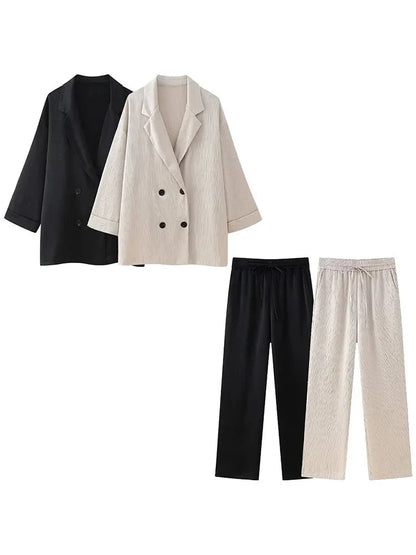 Elegantes Zweiteiler Set mit Blazer und weiter Hose – Moderner Business- & Freizeitlook