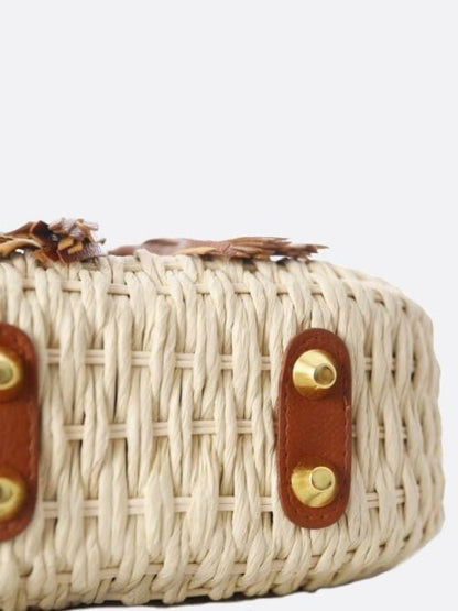 Lina | Kleine Schultertasche aus Strohseil mit verstellbarem Riemen & Quasten-Detail – Crossbody Sommertasche