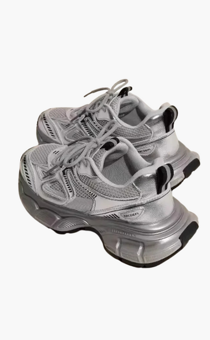 Alora | Chunky Mesh Sneaker Damen – Bequeme & Sportliche Schuhe mit Trendiger Sohle, Grau