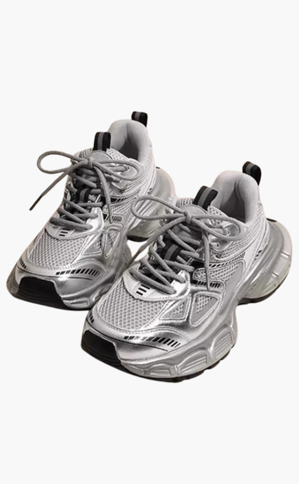 Alora | Chunky Mesh Sneaker Damen – Bequeme & Sportliche Schuhe mit Trendiger Sohle, Grau