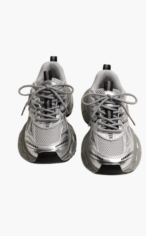 Alora | Chunky Mesh Sneaker Damen – Bequeme & Sportliche Schuhe mit Trendiger Sohle, Grau