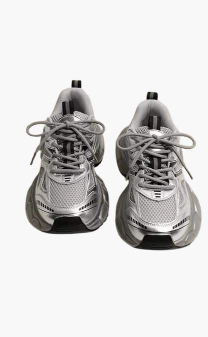 Alora | Chunky Mesh Sneaker Damen – Bequeme & Sportliche Schuhe mit Trendiger Sohle, Grau