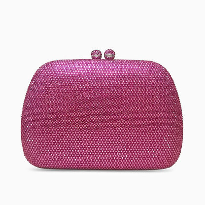 Lily | Glitzernde Abendtasche mit pinkfarbenen Strasssteinen – Elegante Clutch für Damen mit Kugelverschluss