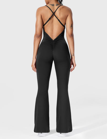 Serafina | Backless Flare Jumpsuit mit verstellbaren Trägern