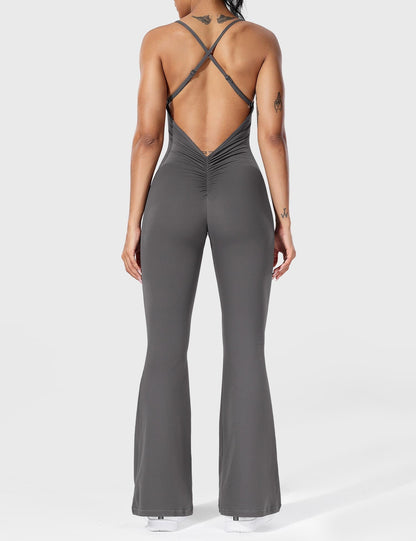 Serafina | Backless Flare Jumpsuit mit verstellbaren Trägern