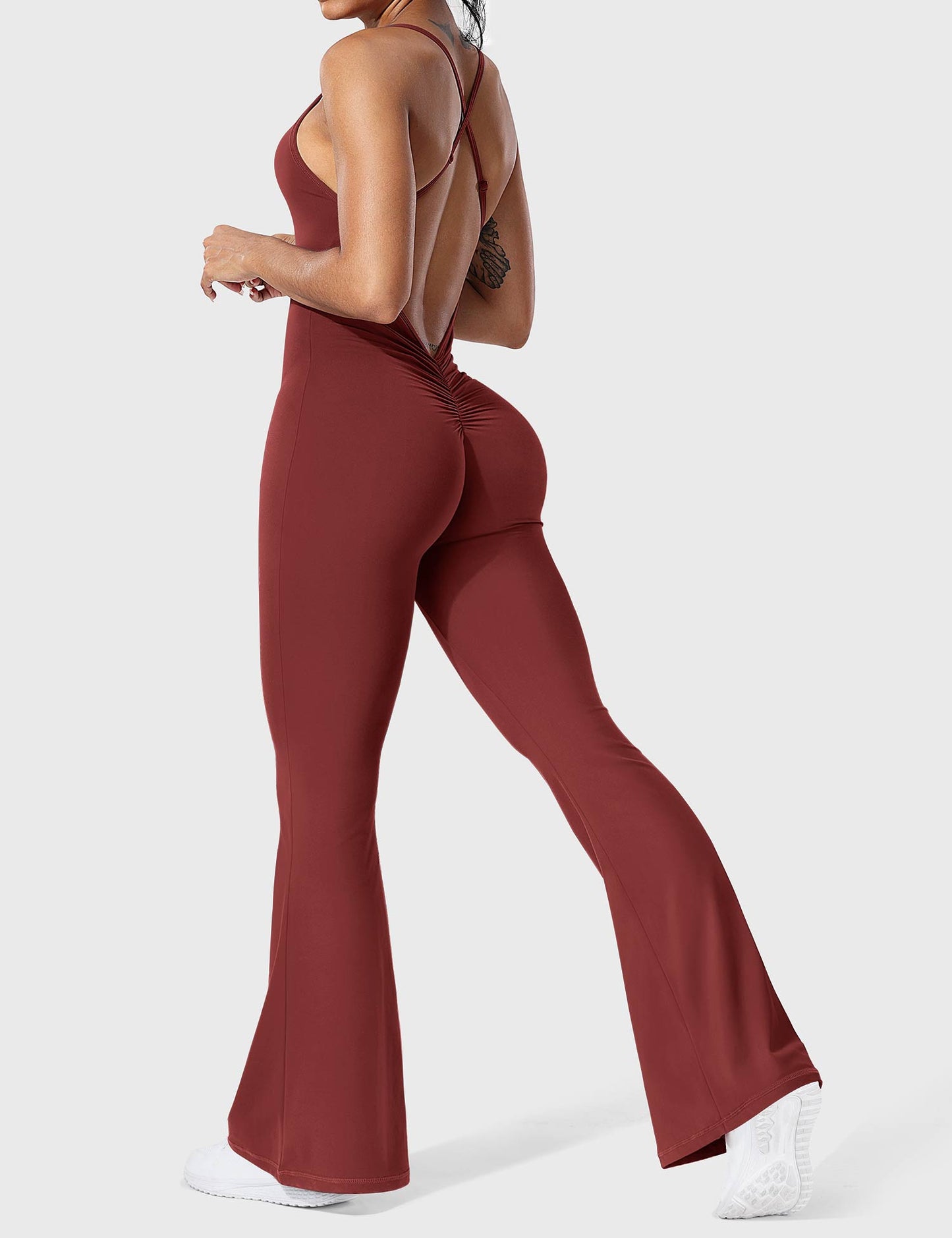 Serafina | Backless Flare Jumpsuit mit verstellbaren Trägern