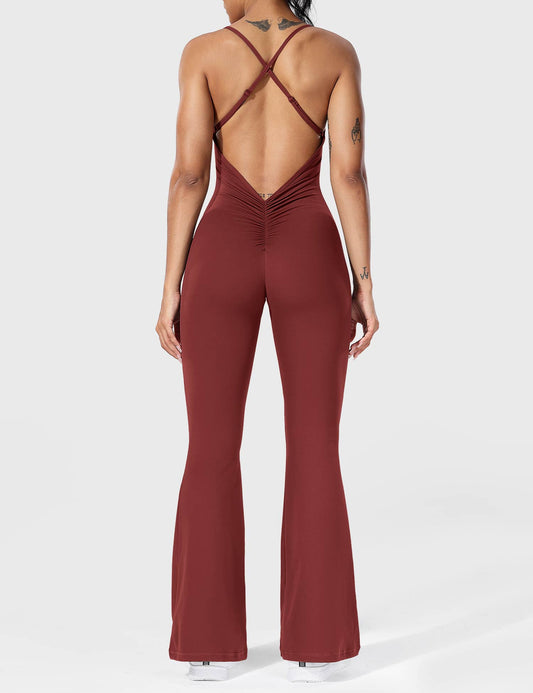 Serafina | Backless Flare Jumpsuit mit verstellbaren Trägern